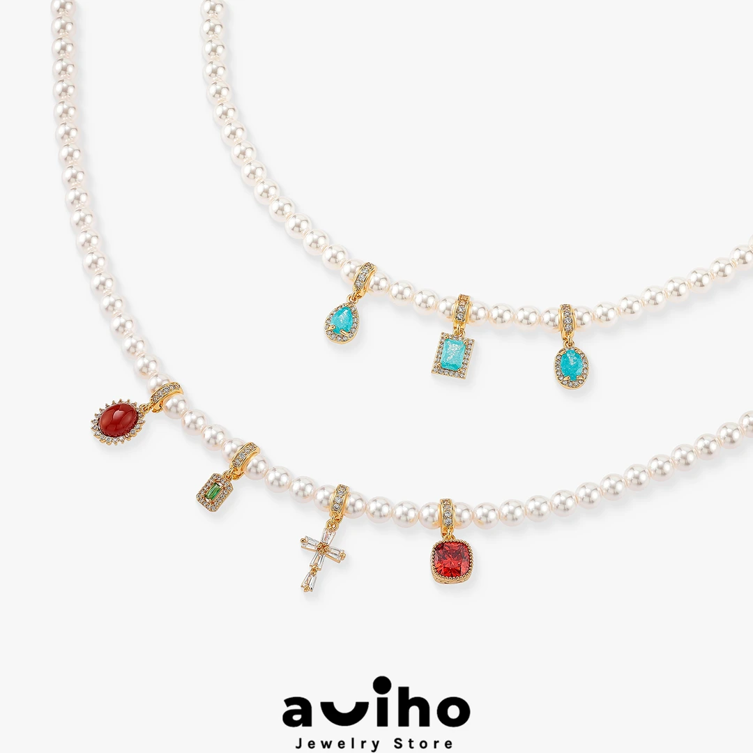 合金合成锆石吊坠 小众设计任意扣单坠可拆搭配吊坠法式百搭气质