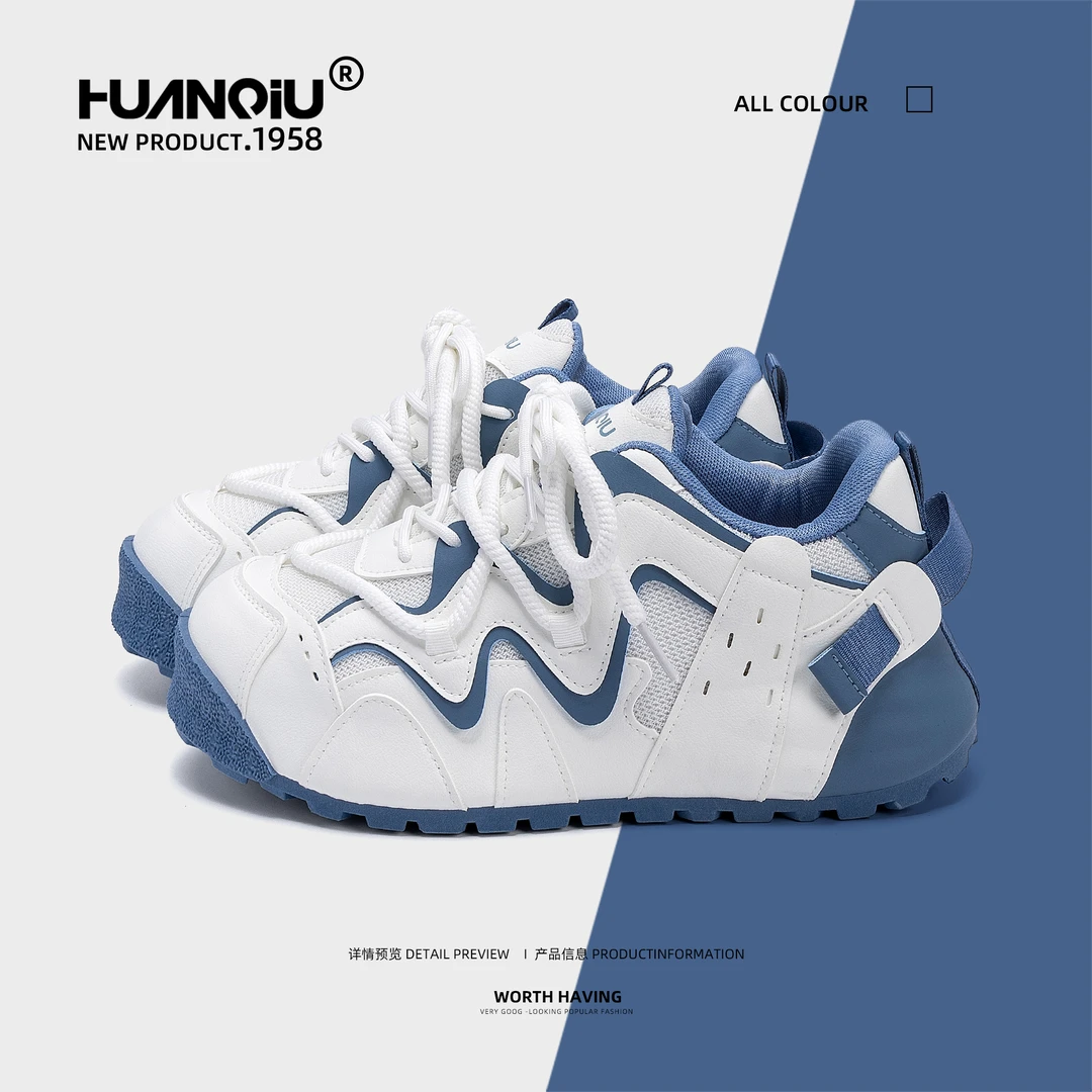 环球百搭厚底板鞋2025夏季新款透气网面男鞋时尚男士增高休闲潮鞋