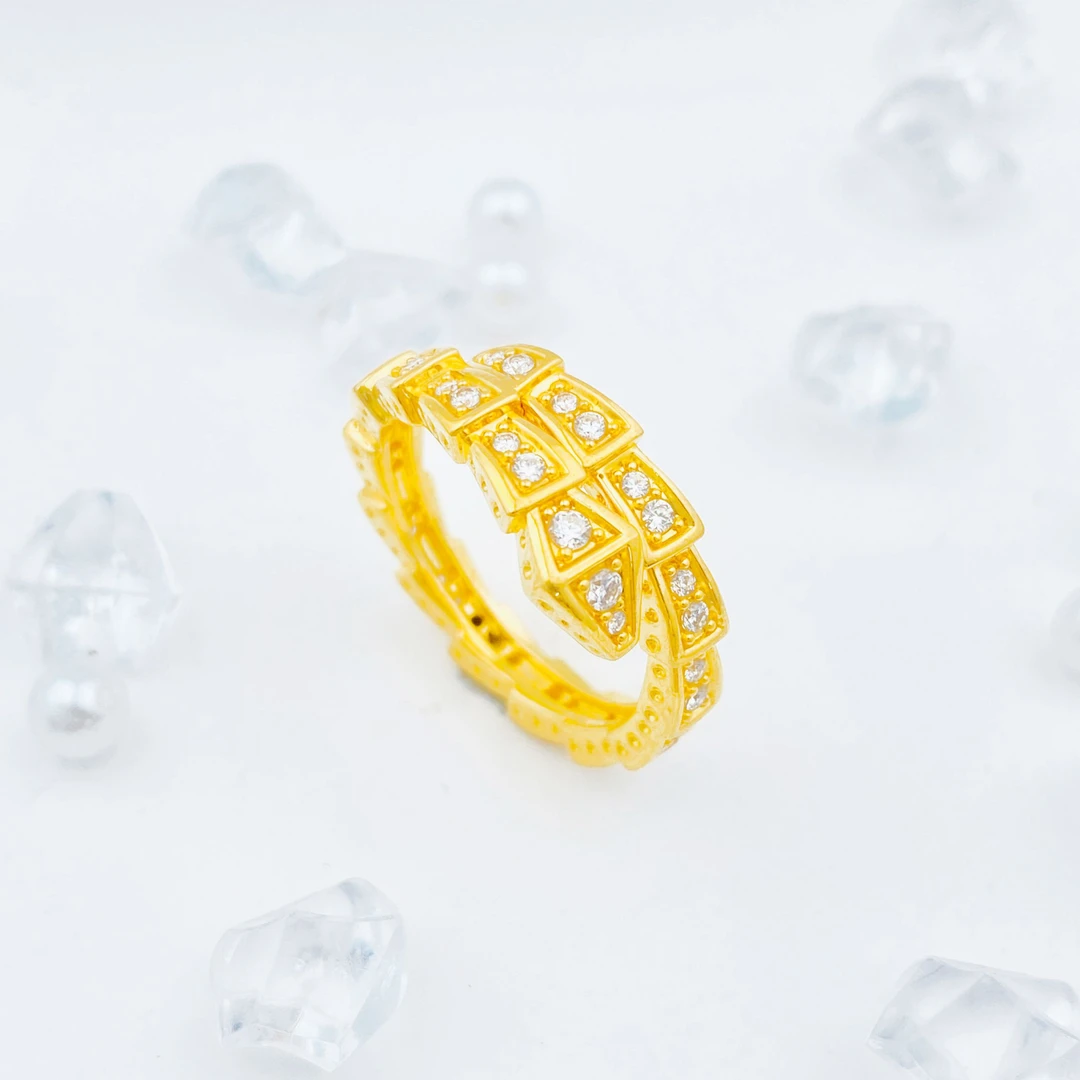 足金999 莫桑镶嵌蛇戒 1.58 11圈口