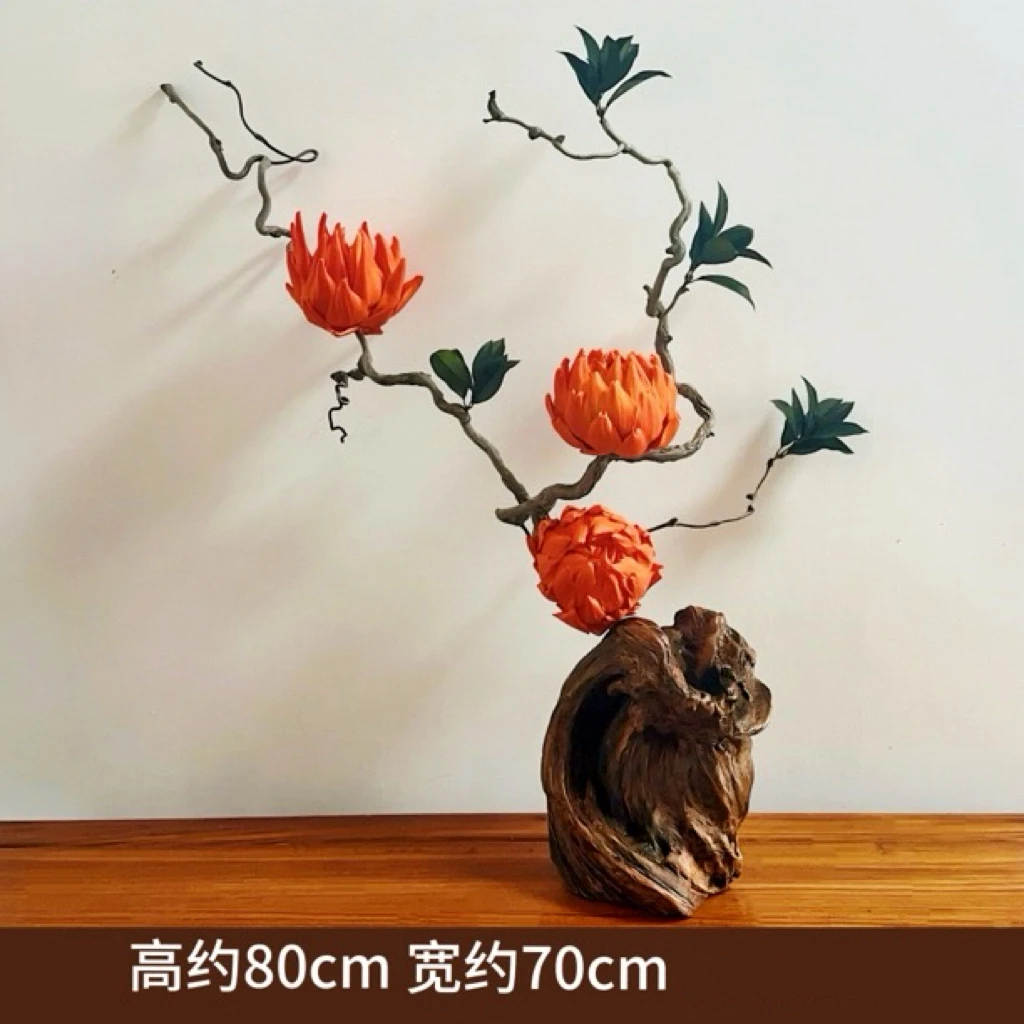 较大型创意上档次玄关轻奢高端客厅永生花实木摆件一物一拍(真花)