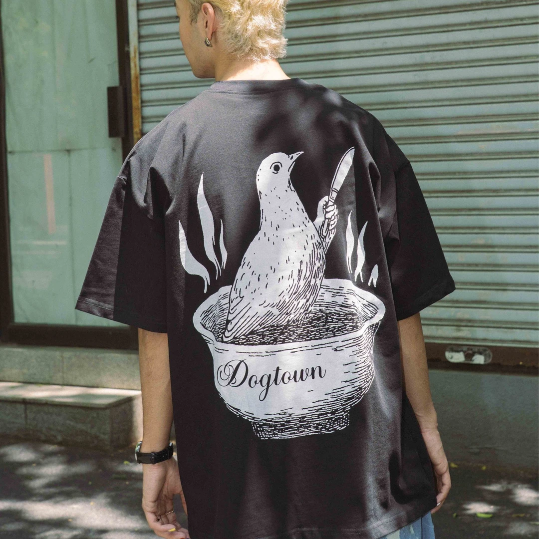 DOGTOWN 25SS刀鸽烫抽象艺术鸽子LOGO短袖TEE宽松短袖T恤