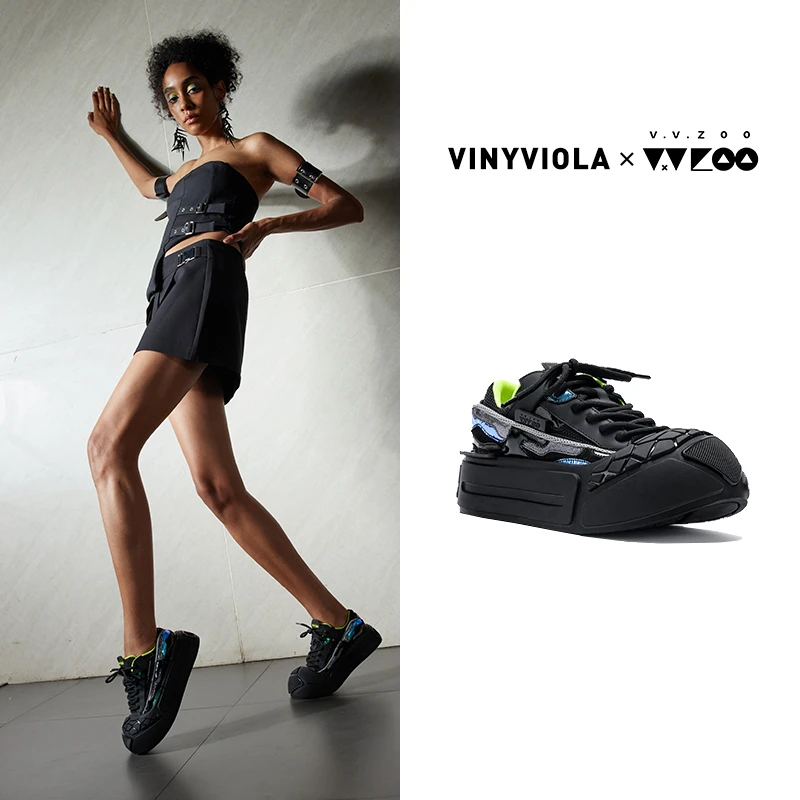 VINYVIOLA维尼维拉旗下VVZOO休闲白色百搭拼接系列板鞋--影