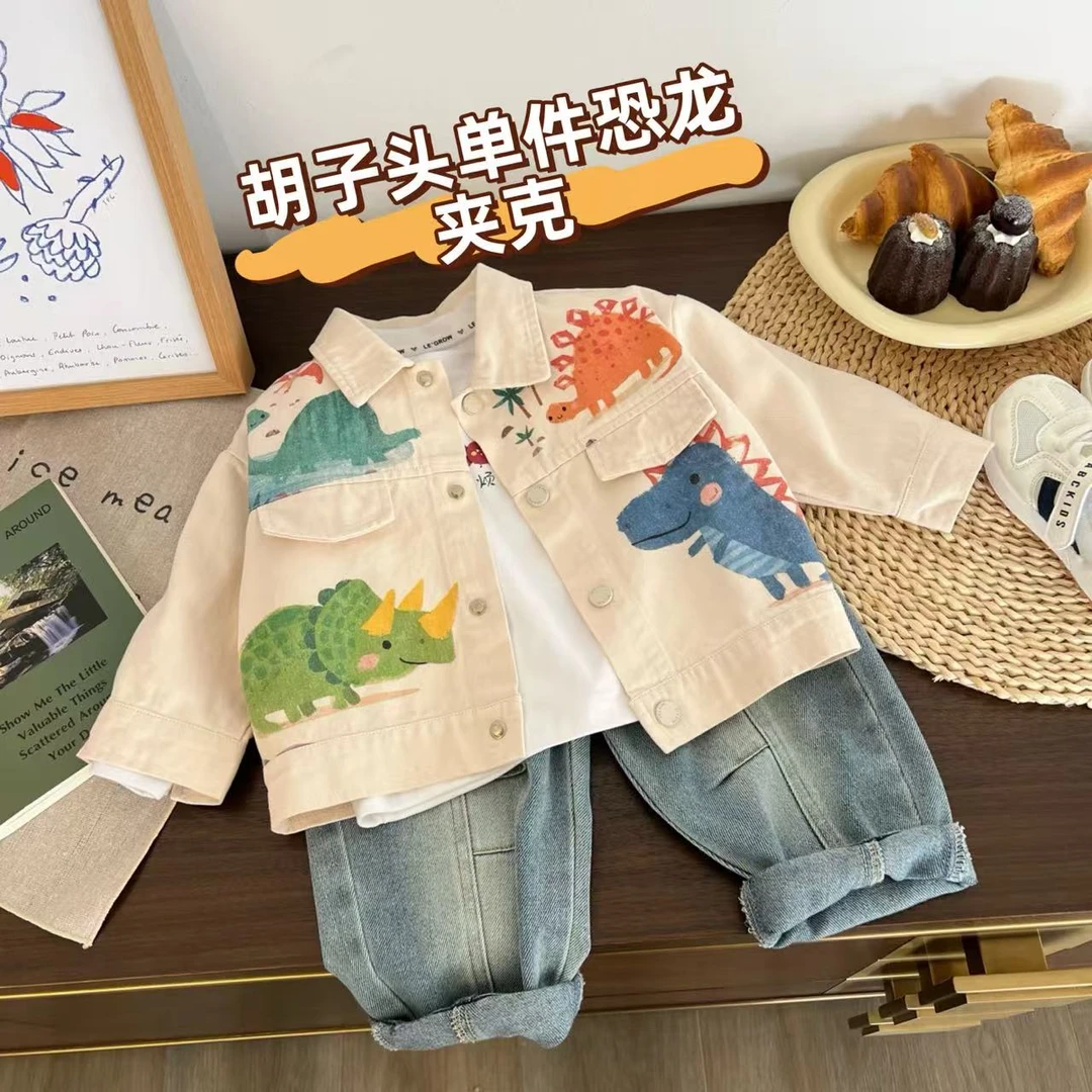 儿童春秋卡通印恐龙棉布外套H1972