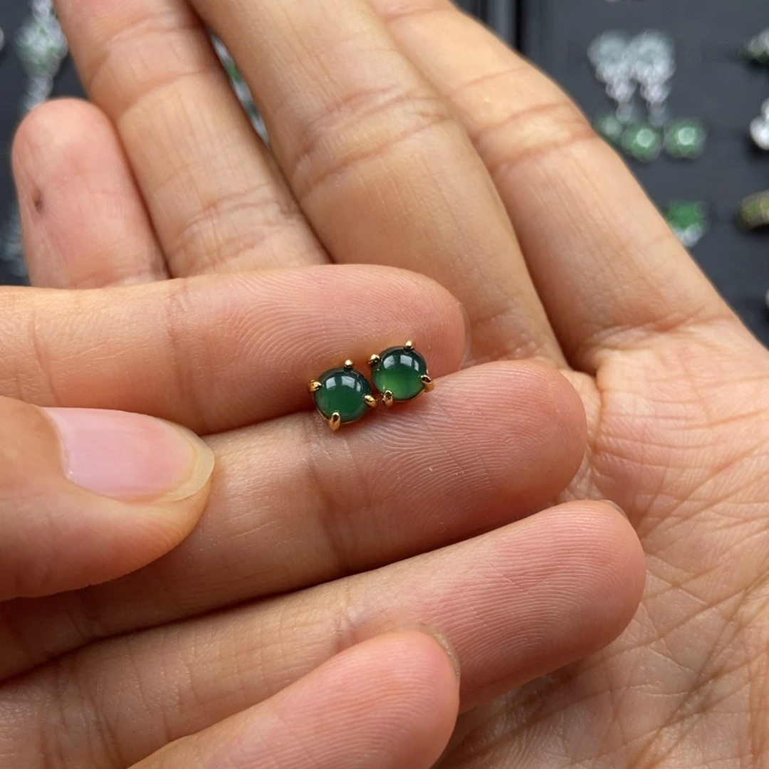 银S925镶嵌翡翠耳饰