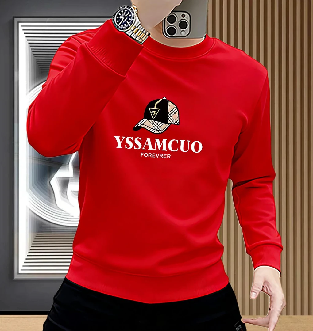 新款爆款男式加绒加厚秋冬季潮牌长袖男士卫衣圆领时尚百搭男上衣