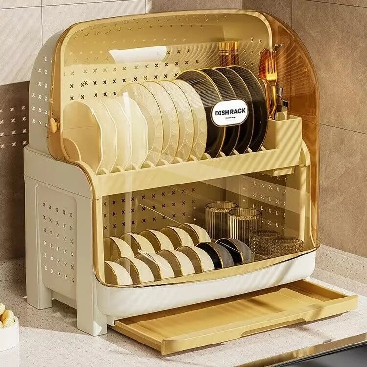 厨房碗碟收纳架置物架多层沥水2025新款爆款盘家用带盖碗柜大容量