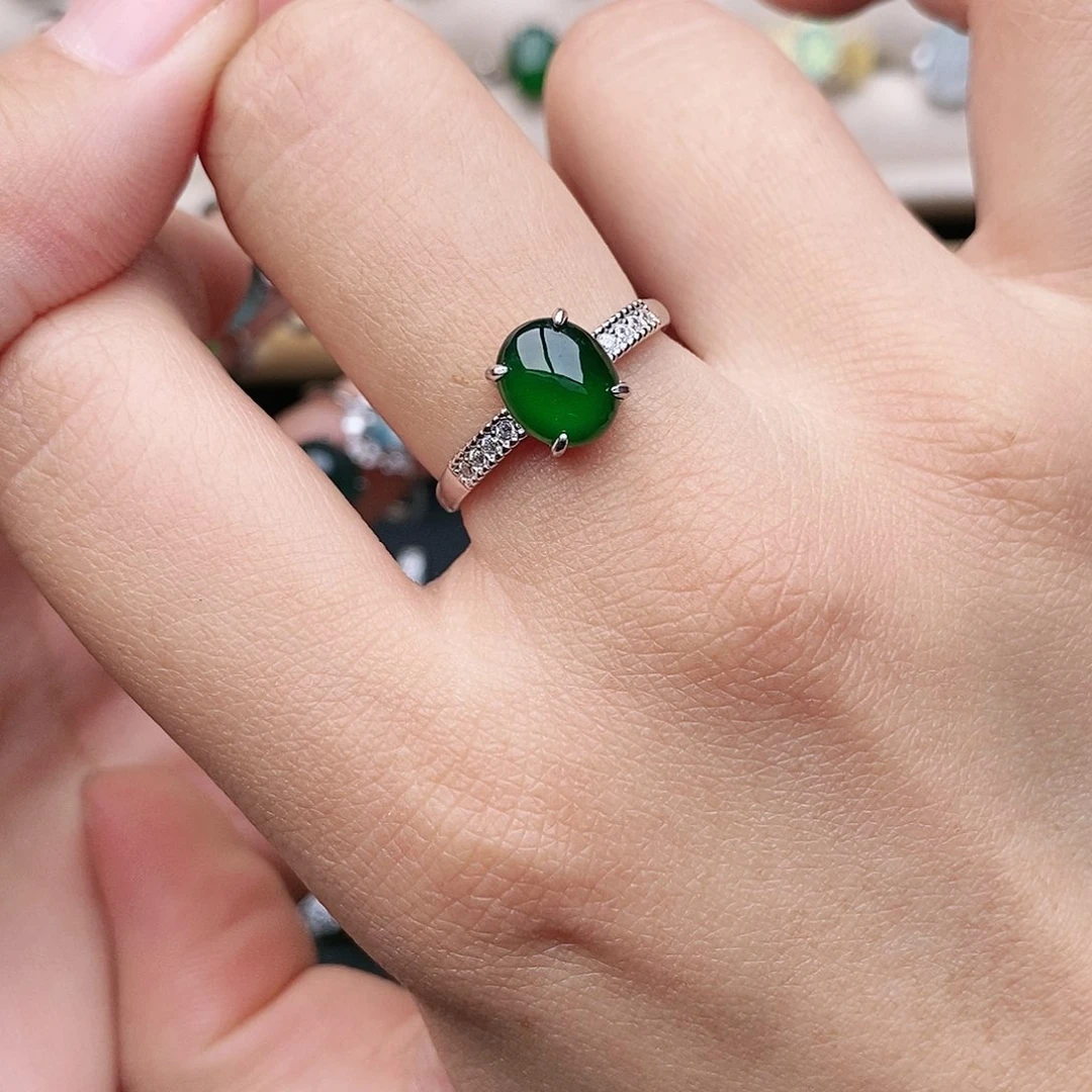 翡翠银S925镶嵌戒指