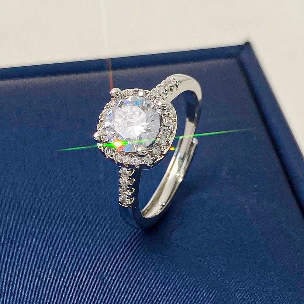 铜合金戒指 时尚经典四爪镶钻方包戒指JZ8825