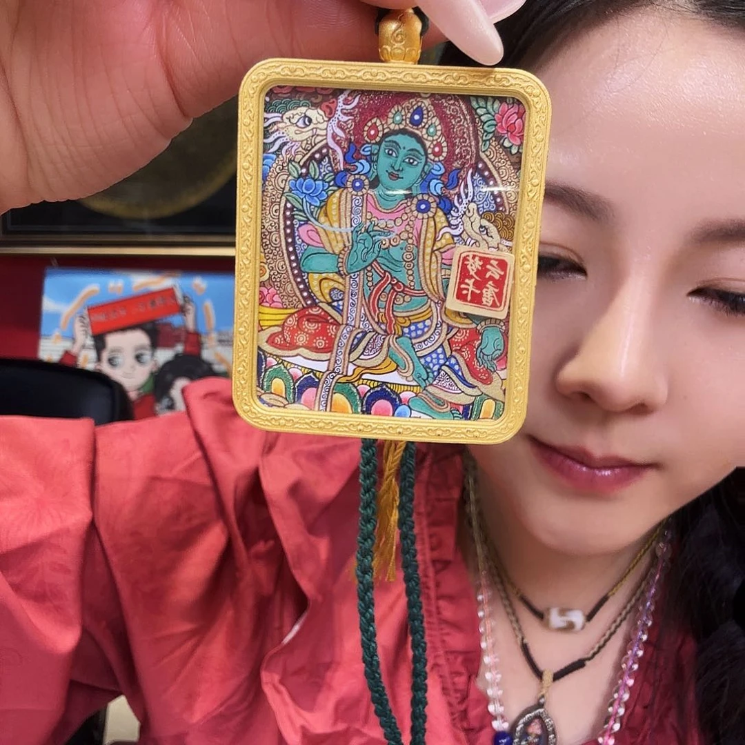 装裱画绿度母带壳子