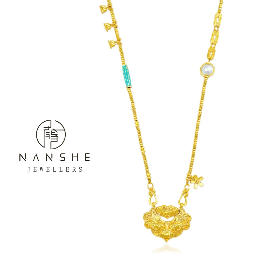 NANSHE/南奢新中式复古轻奢多宝锦鲤锁项链RJ