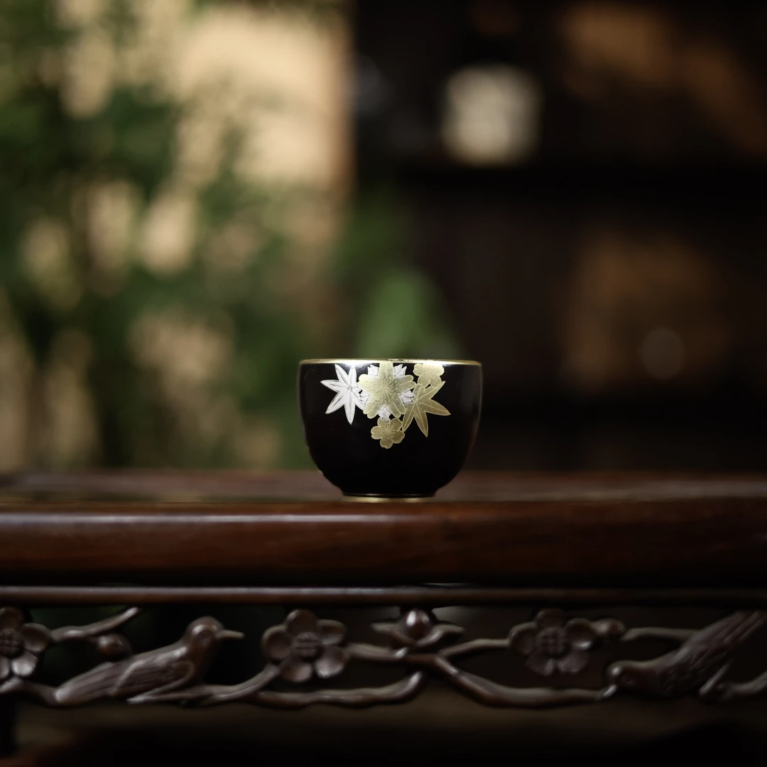 【福器】玄黑枫叶-梵山堂-罗汉杯（W0378）