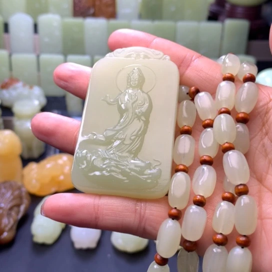 石材方解石手把件