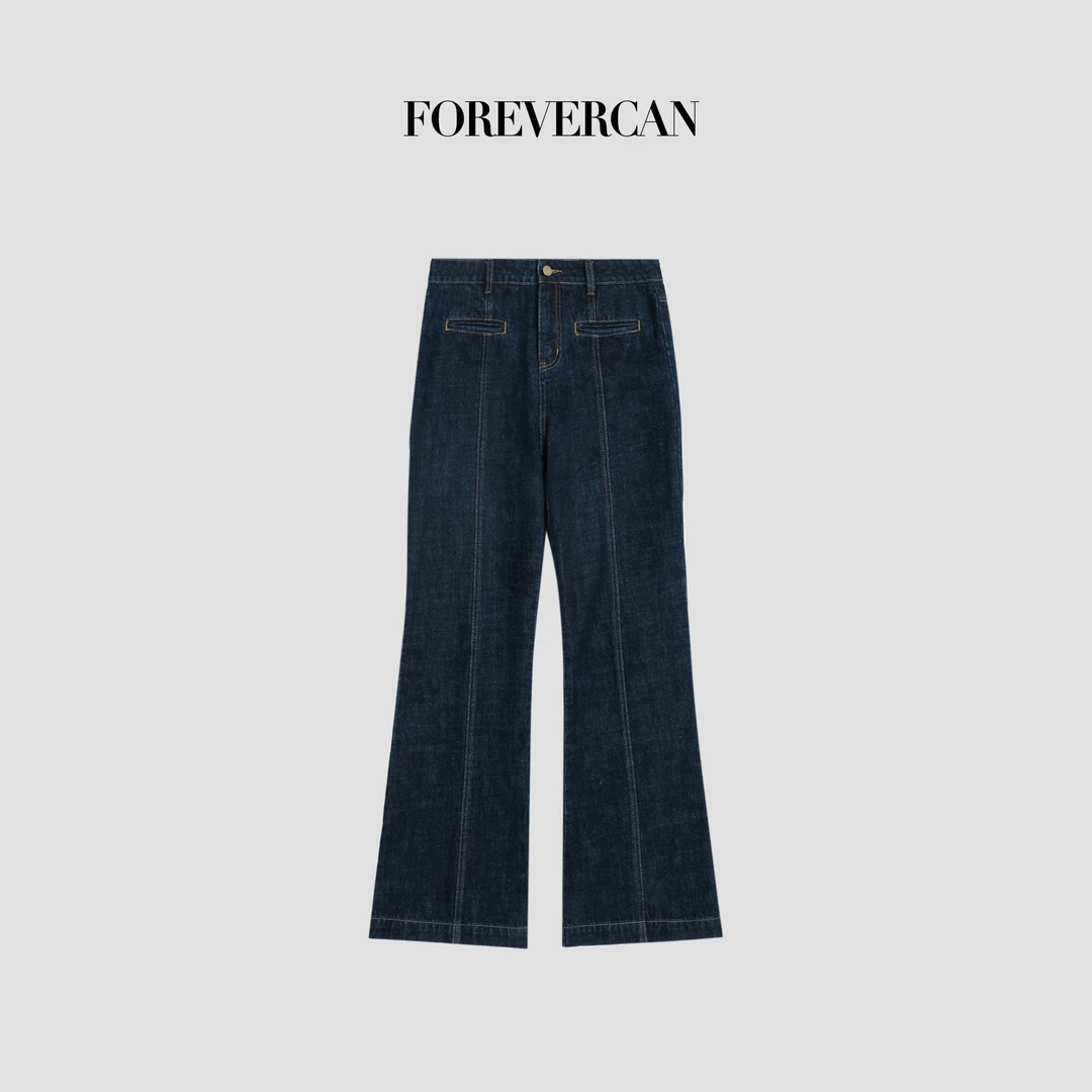 FOREVERCAN“长腿轨迹”土耳其进口软牛仔折痕直筒牛仔裤SP19281