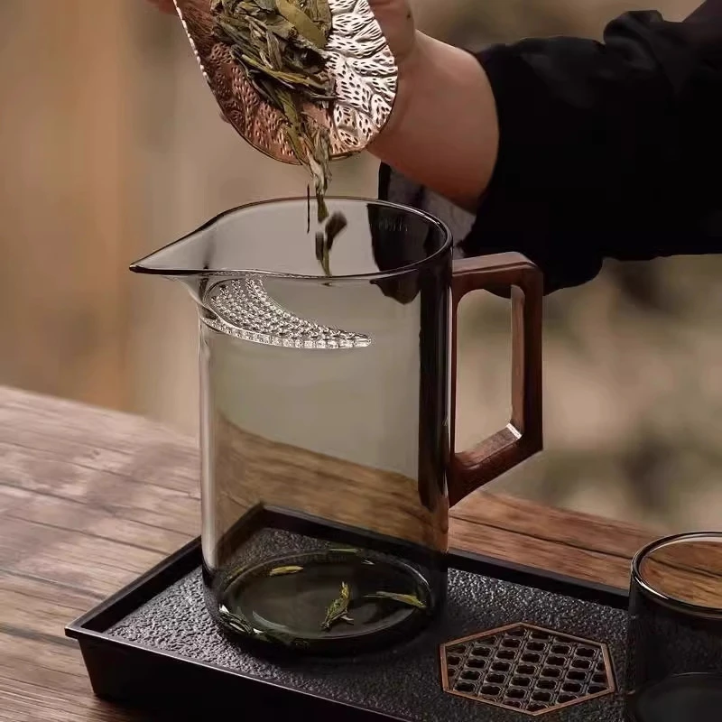 加厚耐高温茶水分离公道杯新款茶漏一体月牙公杯过滤杯家用泡茶壶