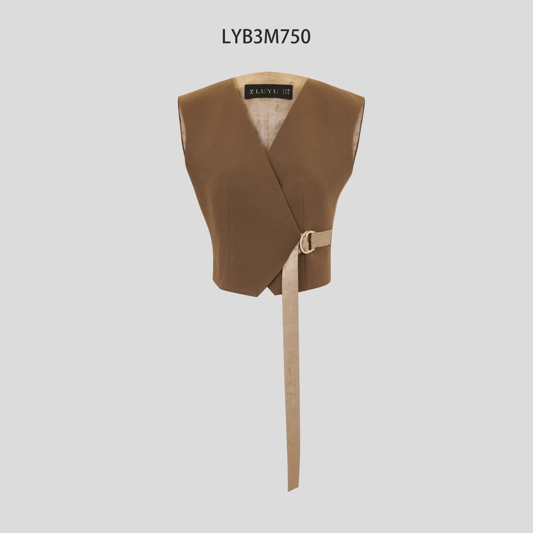 LUYU/鲁遇棕色系腰马甲交叉设配圆环扣腰带时尚显身材LYB3M750