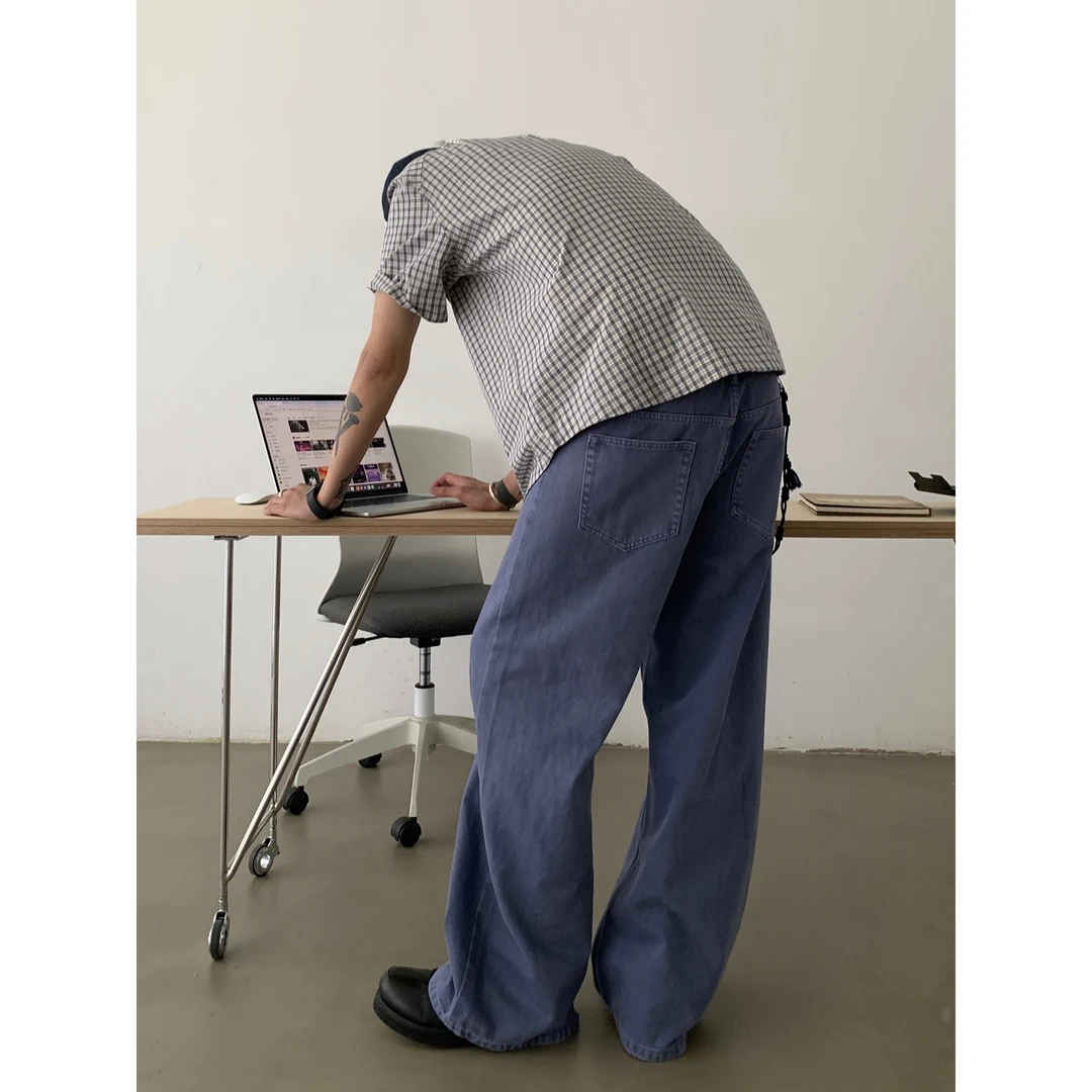 INKNOTS美式复古水洗做旧法工裤baggy牛仔裤男女宽松休闲阔腿长裤