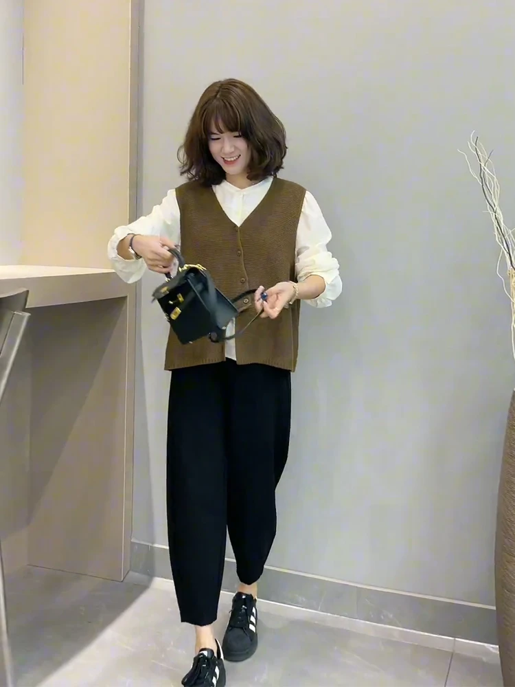 秋装搭配一整套今年流行爆款超火高级感盐系穿搭马甲衬衫三件套装