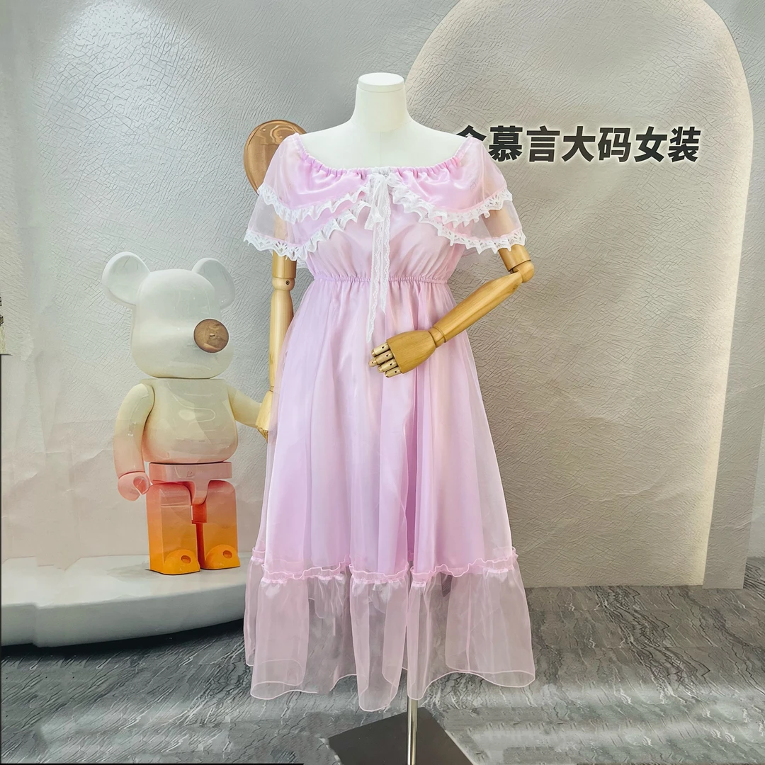 0422粉紫色在逃公主裙夏季甜美洋气时尚连衣裙裙子