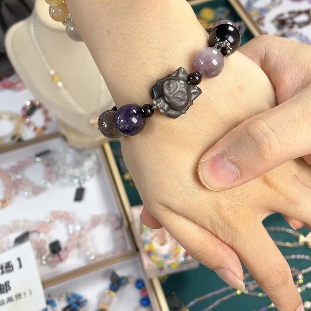 水晶手链银S925镀金镶嵌