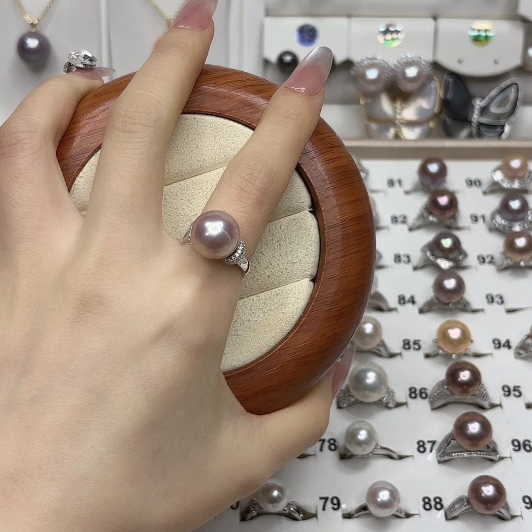 L***ᐝ戒指银S925镶嵌淡水珍珠