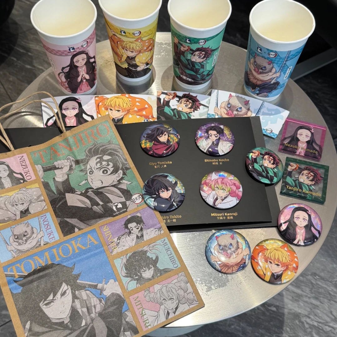 瑞幸x鬼灭之刃联名周边炭治郎亚克力冰箱贴高颜值动漫周边收藏礼