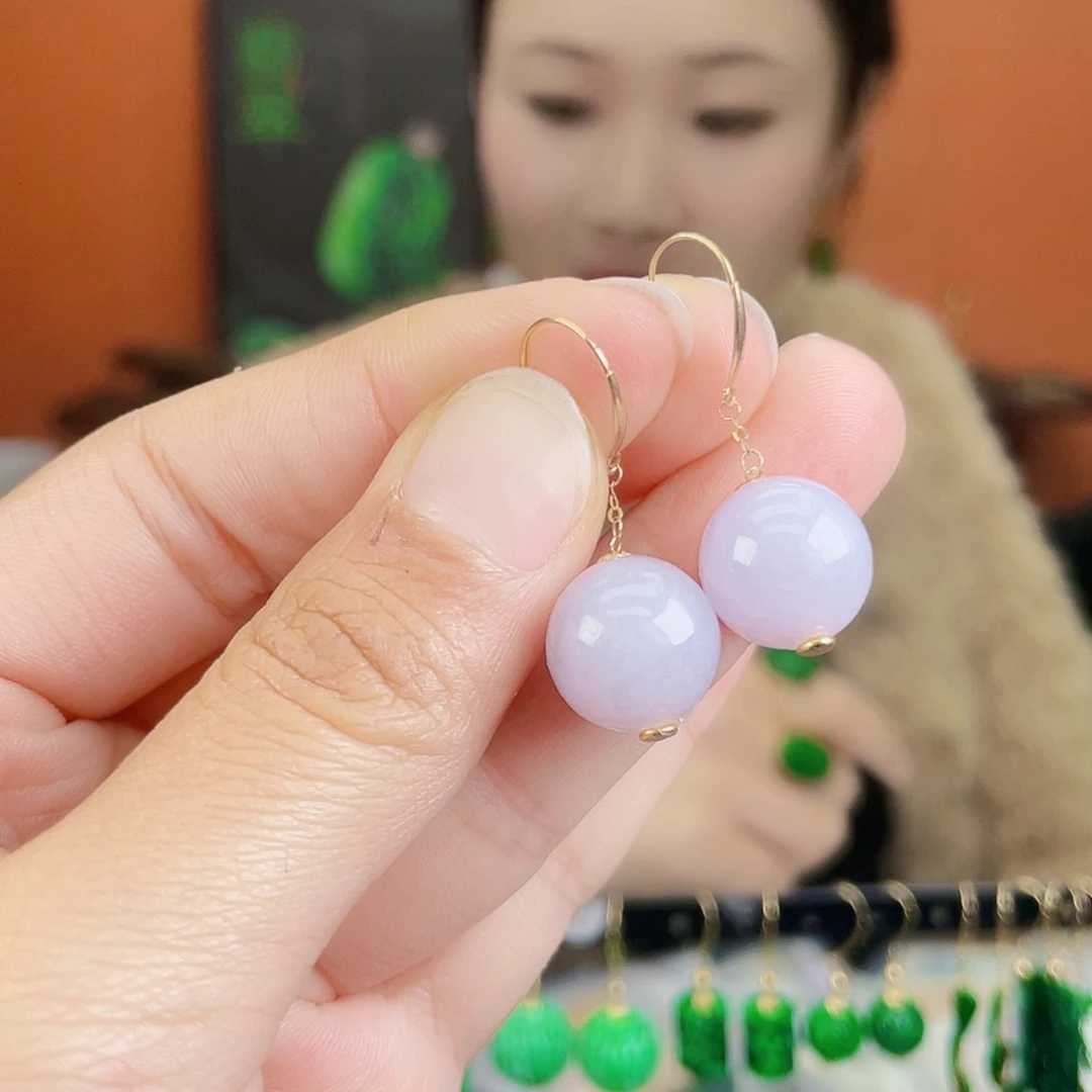 翡翠18K金镶嵌耳饰