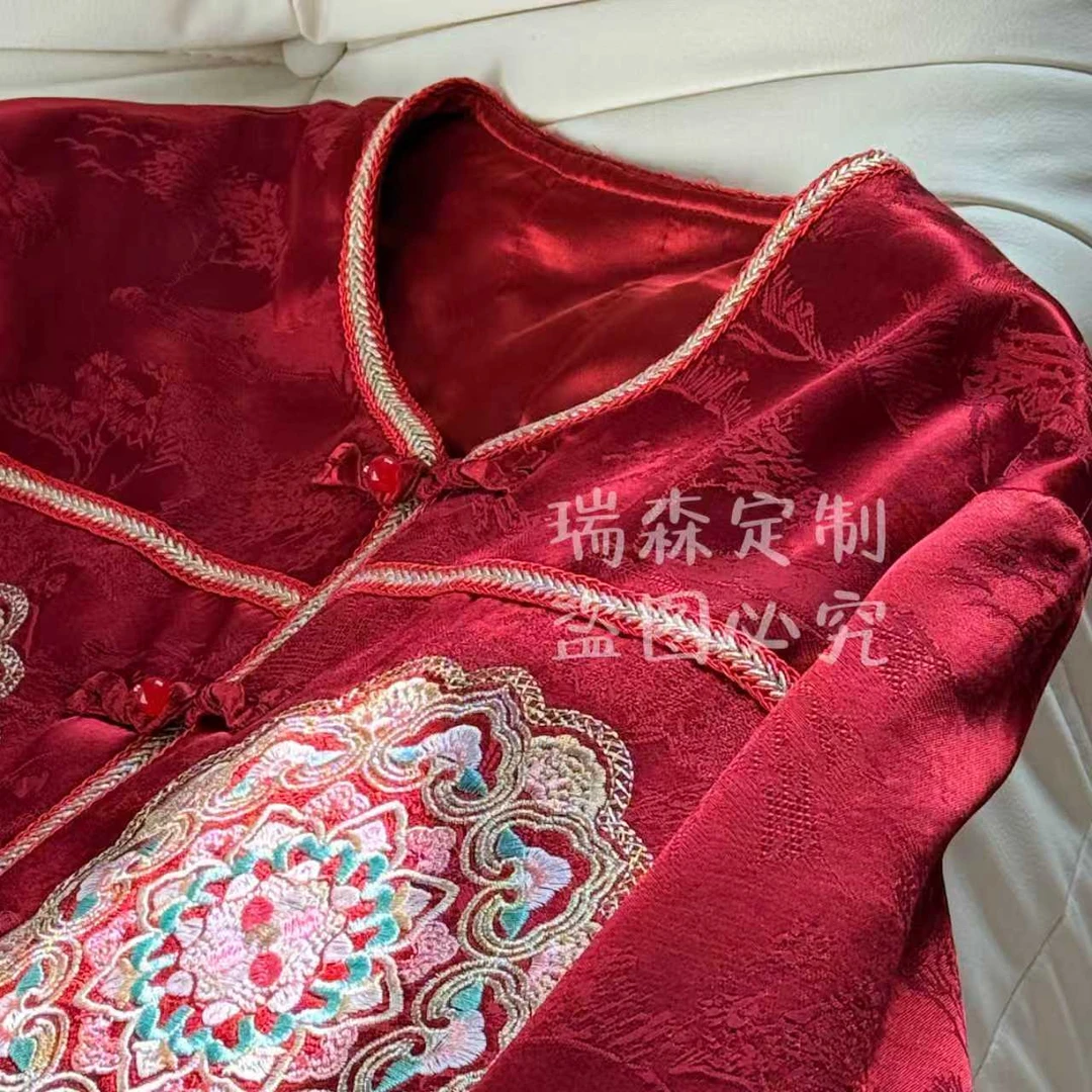 514 加厚夹棉中式国风刺绣棉袄外套-胸围106-衣长58