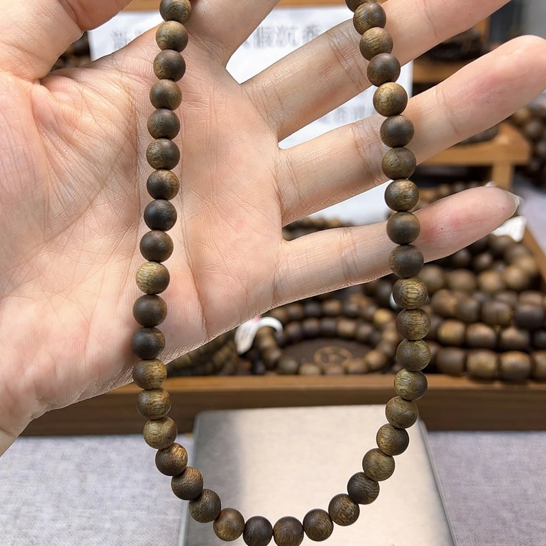 沉香香囊沉香08圆珠双圈沉水浮白奇