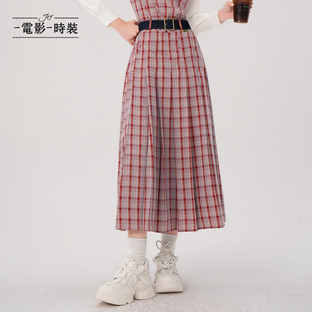 【九月专属】一电影一时装a字大裙摆格纹半身裙女复古FFEQ113455
