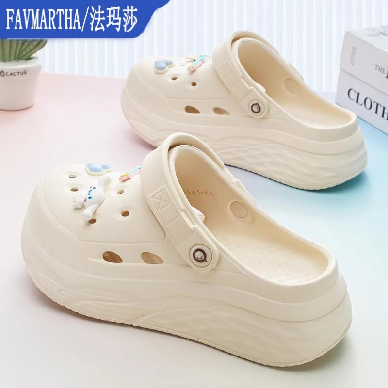 FAVMARTHA洞洞鞋女士外穿新款厚底防滑护士包头拖百搭软底增高沙