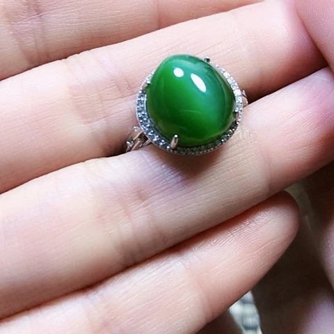 和田玉银S925镶嵌戒指