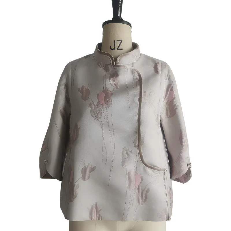 金乔  肉粉色提花女士宽松百搭短上衣J63AK021127