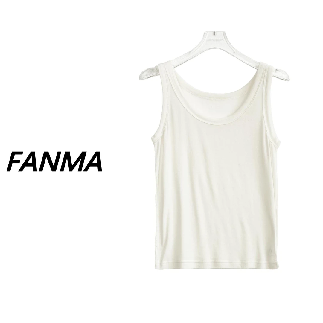 #可机洗背心# 含桑蚕丝羊绒女士纯色圆领天丝背心 F145-24108