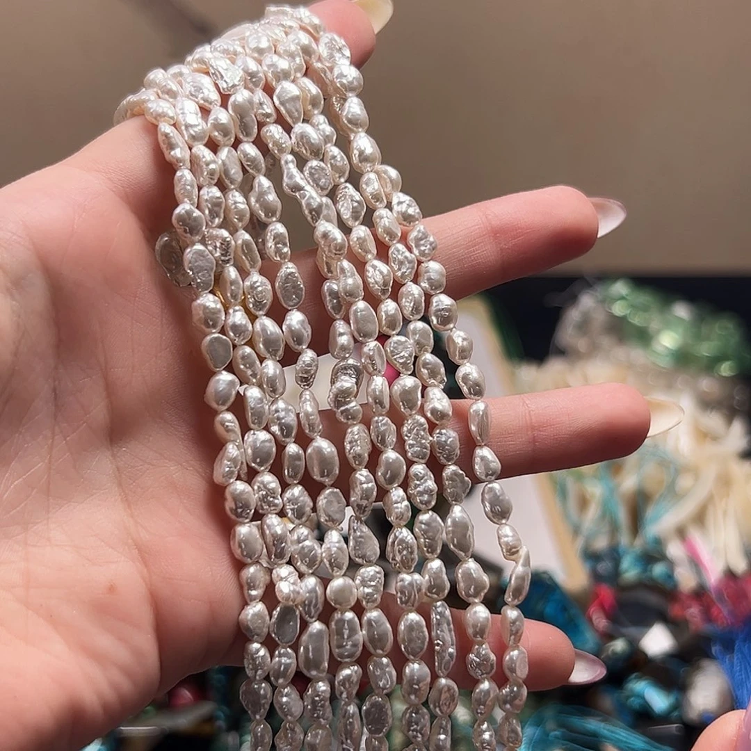 玛瑙/玉髓合金珠宝半成品b454 3.4m 贝珠 一条