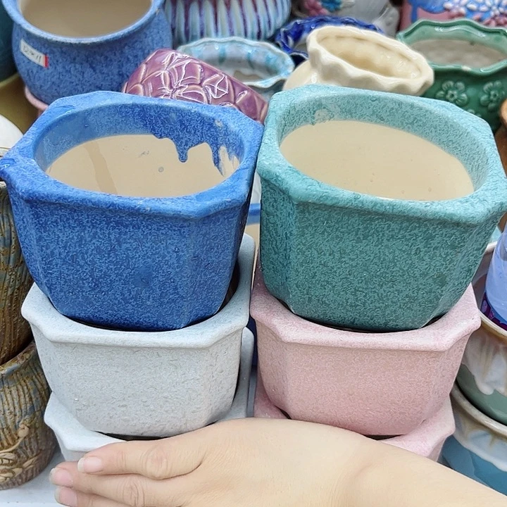 多肉绿植陶瓷花盆9.9包邮，有孔