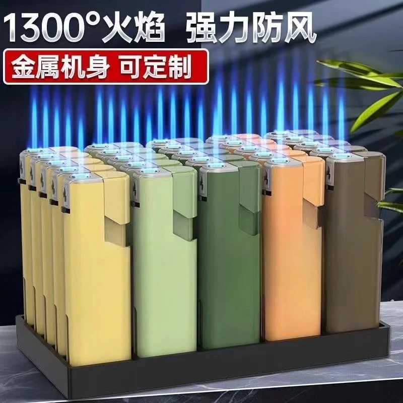 2025款新款莫兰迪高档耐用直冲防风蓝焰打火机加厚防爆厂家直销