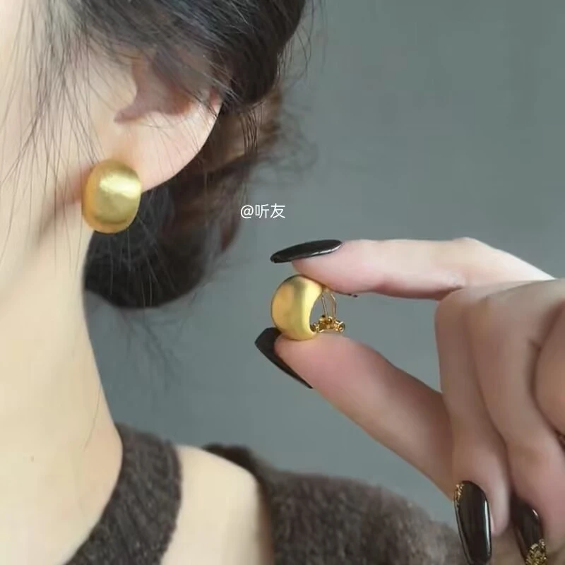 铜合金耳饰 法式金属风新款百搭拉斯简约气质耳扣款耳钉34