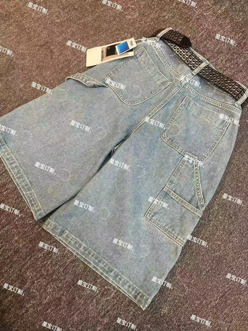 【星宝专属】9030美式复古蓝色牛仔裤潮流直筒五分裤