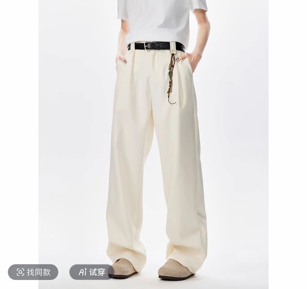 8571#透气潮时尚夏季免烫裤子阔腿裤高腰休闲裤直筒裤薄款