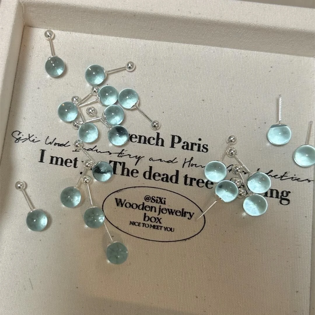 925银耳饰 海盐泡泡耳钉螺丝银针小巧精致高级设计耳环百搭耳饰