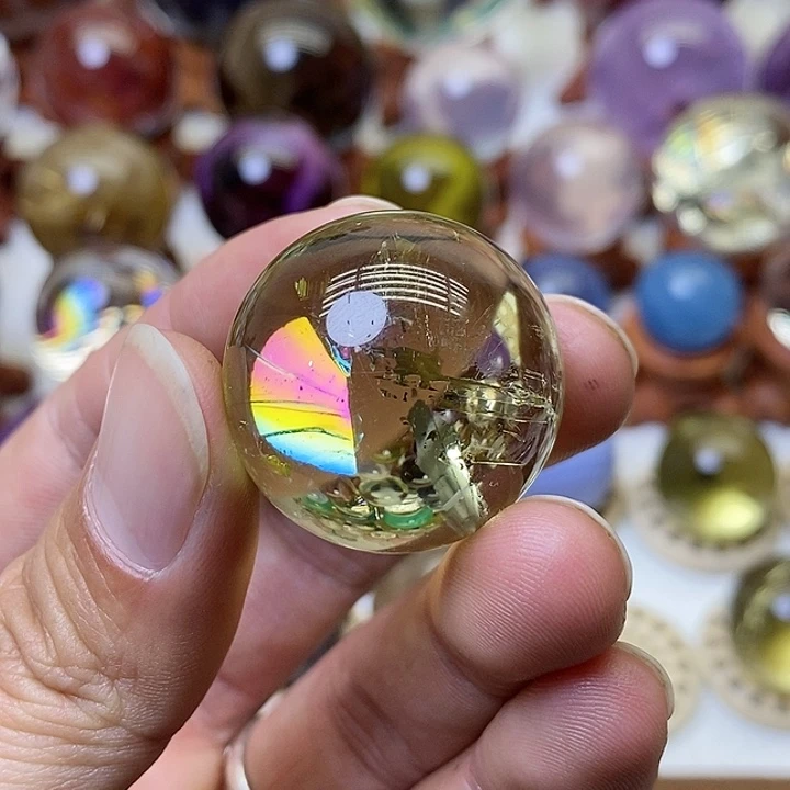 水晶彩虹黄水晶球未镶嵌?***✨