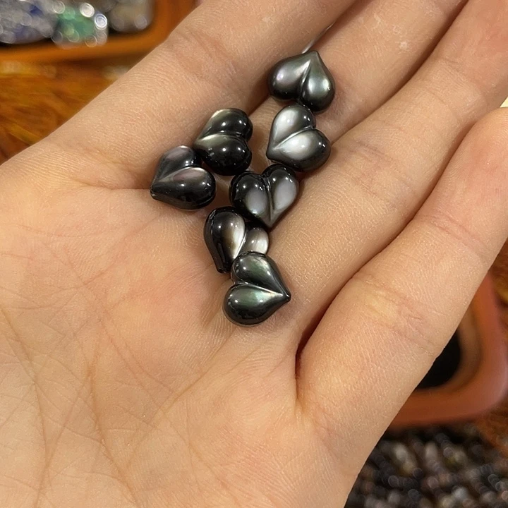 玛瑙/玉髓合金珠宝半成品2个黑蝶贝竖孔屁桃