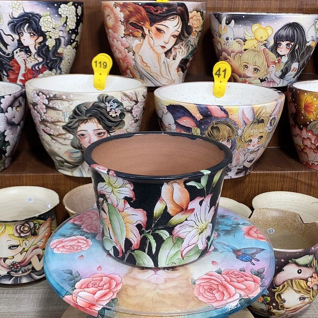 景德镇精品瑶晨花盆14/10.5