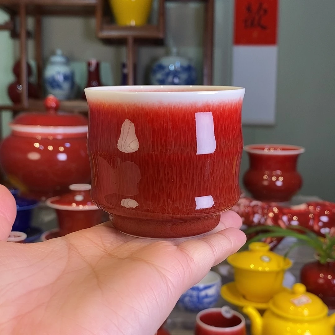 清欢雅玩原矿郎红竹节杯