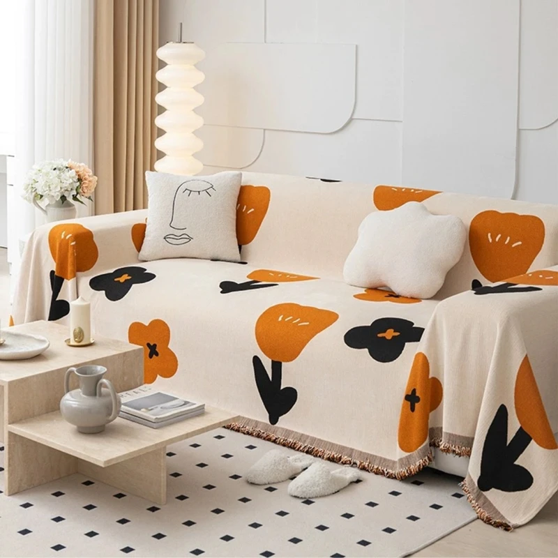 蘑菇花高端沙发巾四季通用沙发套罩防滑沙发垫全包沙发盖布雪尼尔