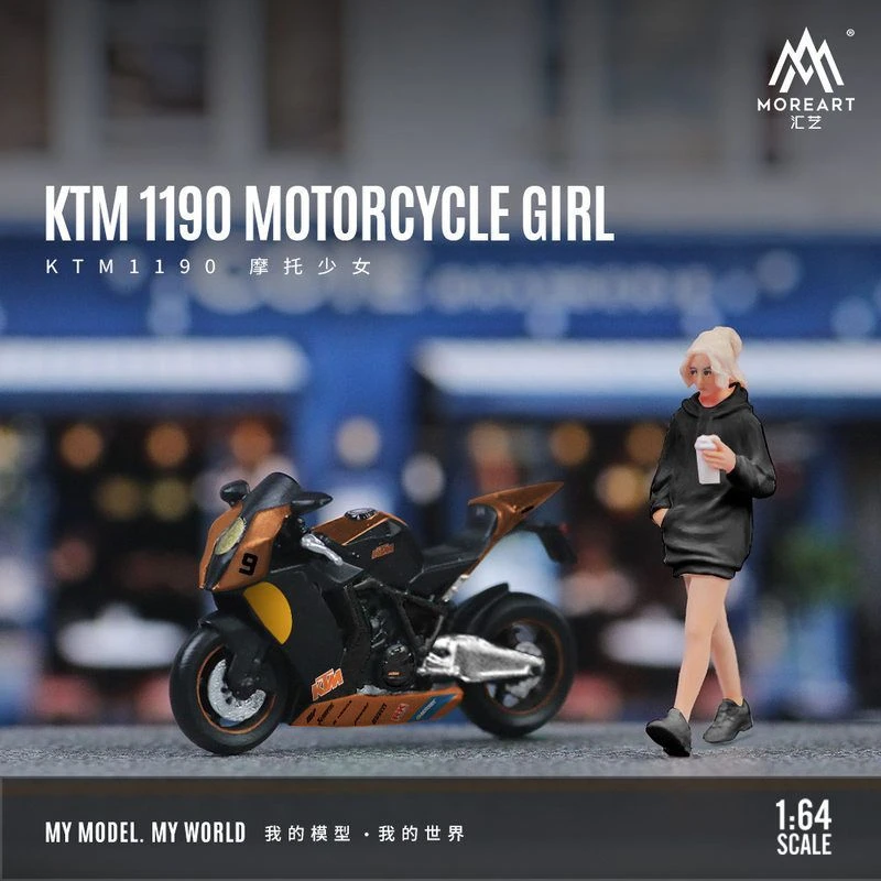 北京玩具展1:64KTM1190红牛摩托少女人偶套装模型摆件收藏手办