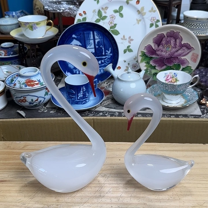 瓷片手作琉璃天鹅摆件啊啊啊啊