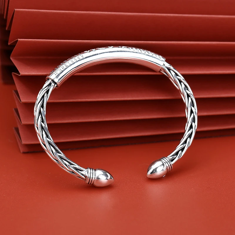 老银坊 足银手镯 足银999编织心经对珠镯 0034175