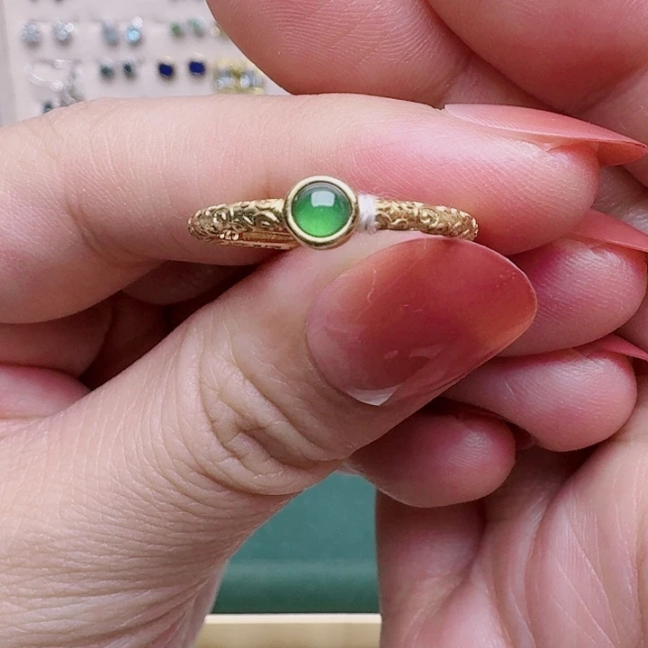 翡翠耳饰银S925镶嵌戒指240