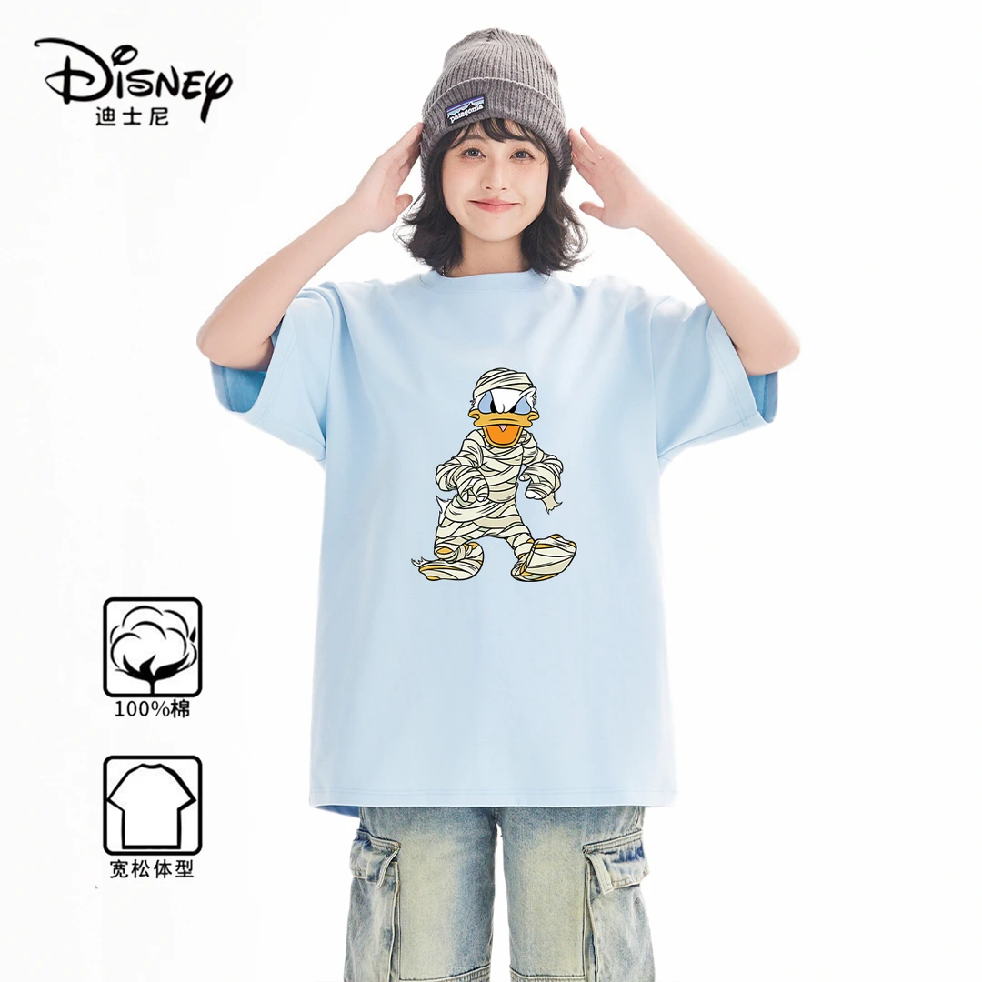 Disney/迪士尼唐老鸭短袖体恤夏季纯棉小众圆领上衣休闲卡通